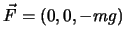 $\vec F = (0,0,-mg)$