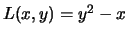 $L(x,y)= y^2-x$